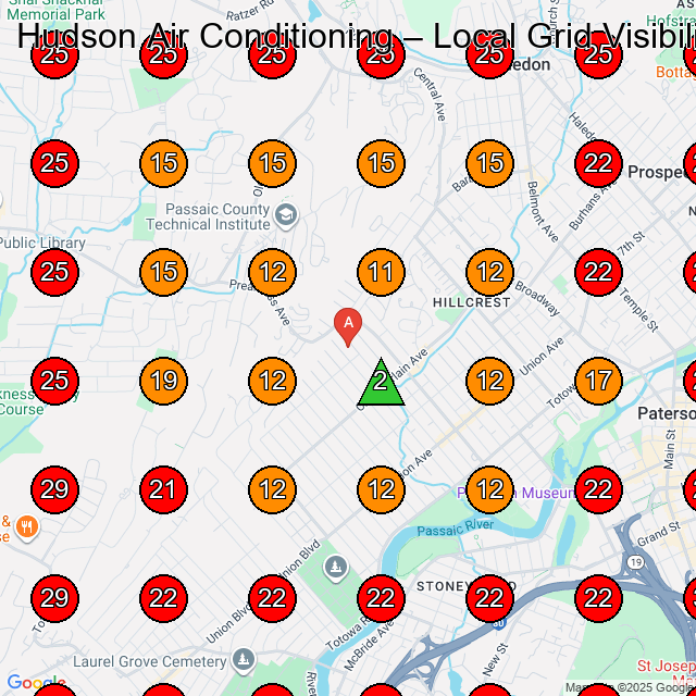Hudson Air Conditioning GeoGrid visibility map for Air Conditioning Contractor in Ho-Ho-Kus